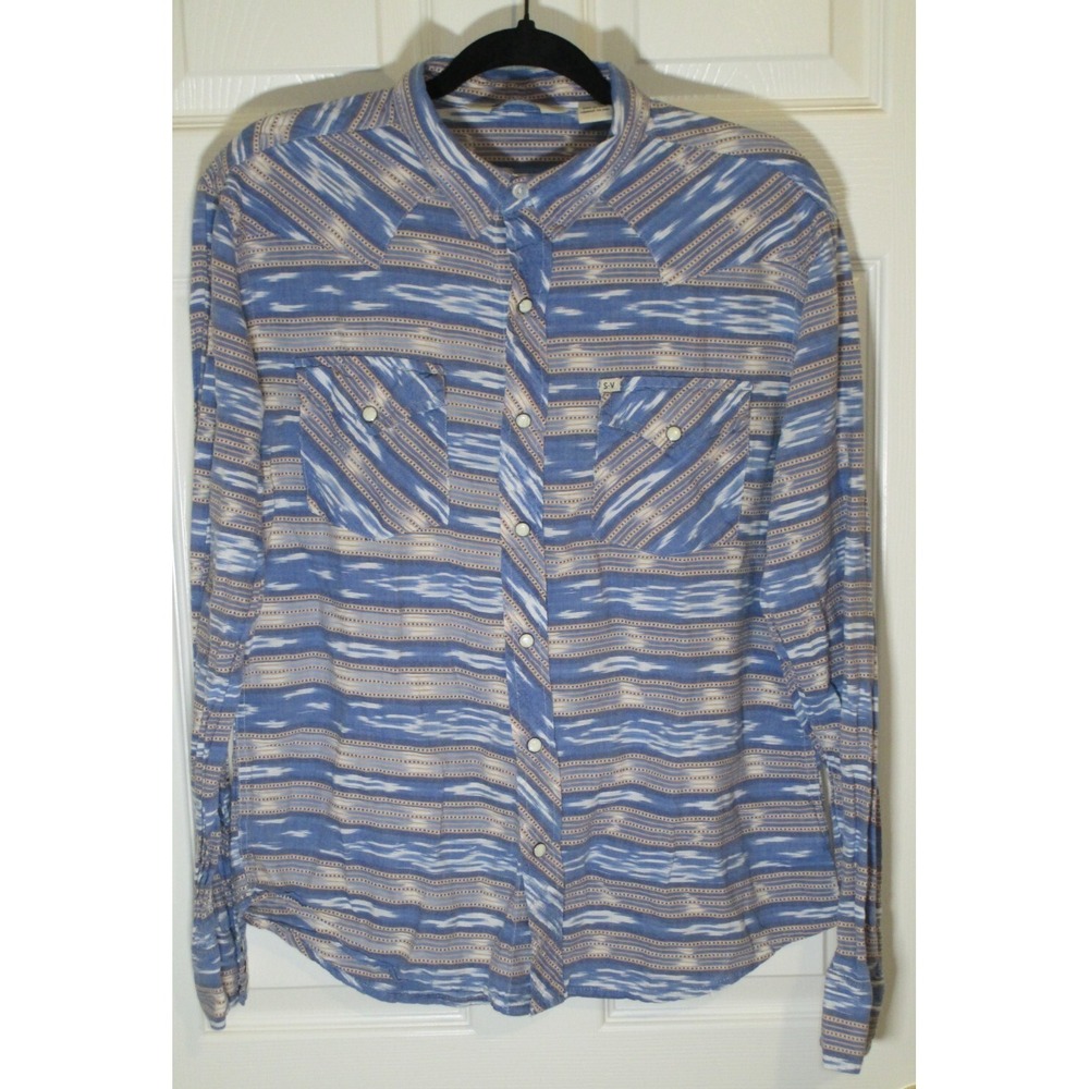 Salt Valley Western AOP Striped Pearl Snap L/S Shirt M